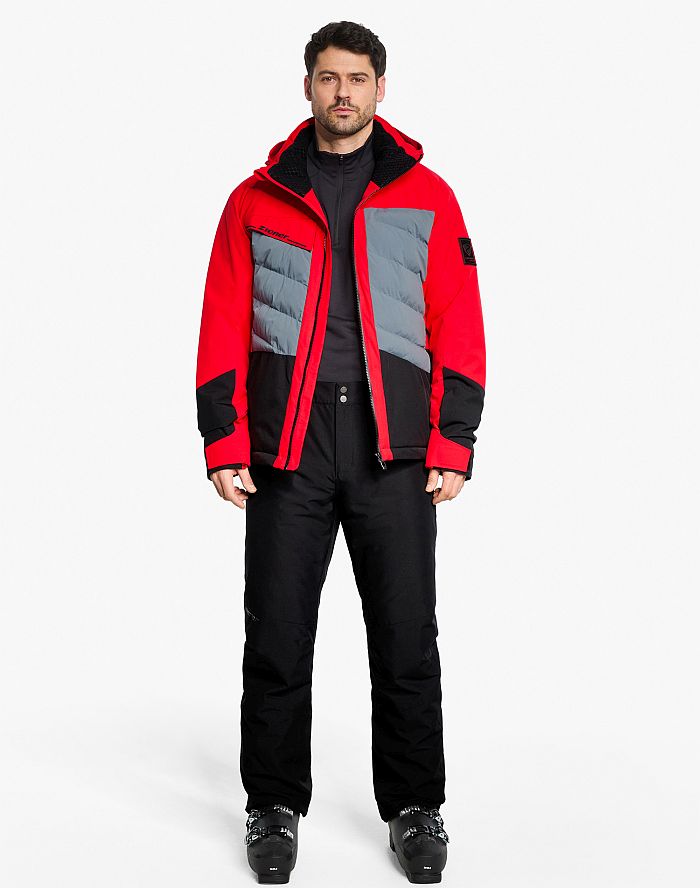 Mens ski-outfit Ziener TIDAL Z Men Red Rot Ski Jacket Herren Skijacke