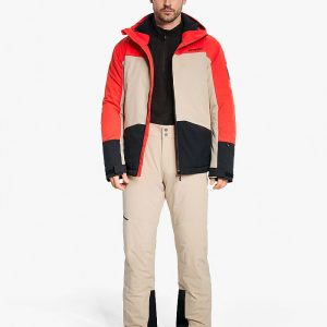 ski-outfit Ziener TARAINO Seaweed Red Rot AquaShield ski jacket mens
