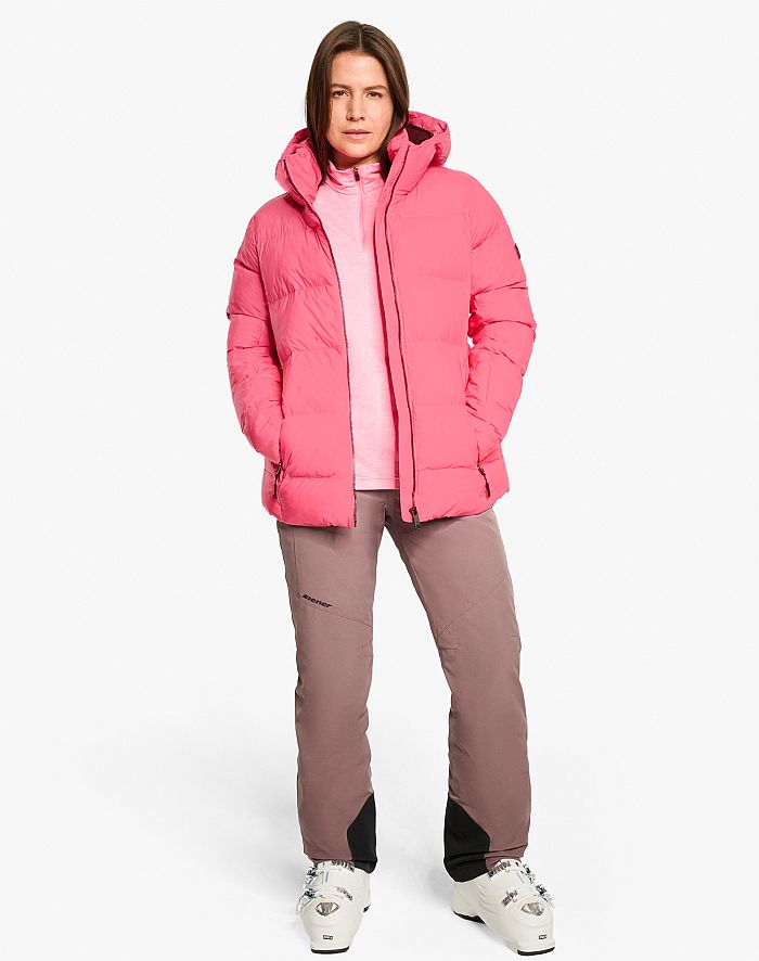 Ladies ski-outfit Ziener TRAVA Z Lady Strawberry Sobert Shine Pink Rosa Ski Jacket Damen Skijacke