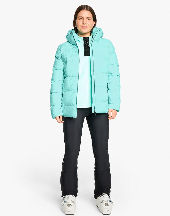 Ladies ski-outfit Ziener TRAVA Z Lady Radiant Lagoon Shine Grun Ski Jacket Damen Skijacke