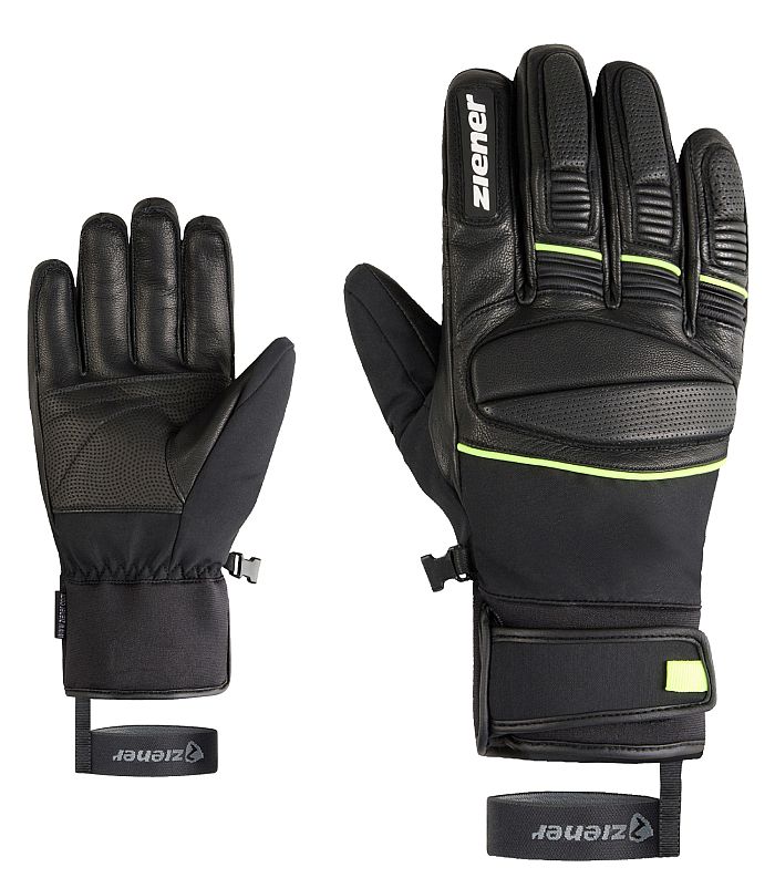 Schwarz Grun Ziener Gomin AS Black Lime Ziener AquaShield Skihandschuhe Schwarz
